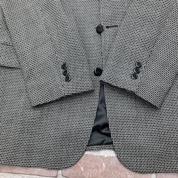 Cruppo Bachrach Blazer Men 42L Black White Check Classic Career Wool Jacket VTG - Picture 3 of 14